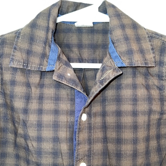 EGG button down shirt for boys, size 5.  Brown & blue. - Picture 4 of 5